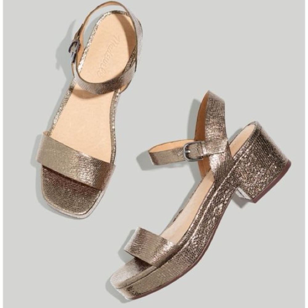 Madewell Lina Platform Sandal 8.5 Metallic Leather